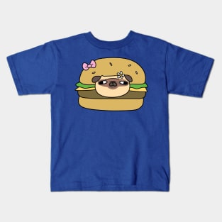 Pug face on Hamburger Kids T-Shirt